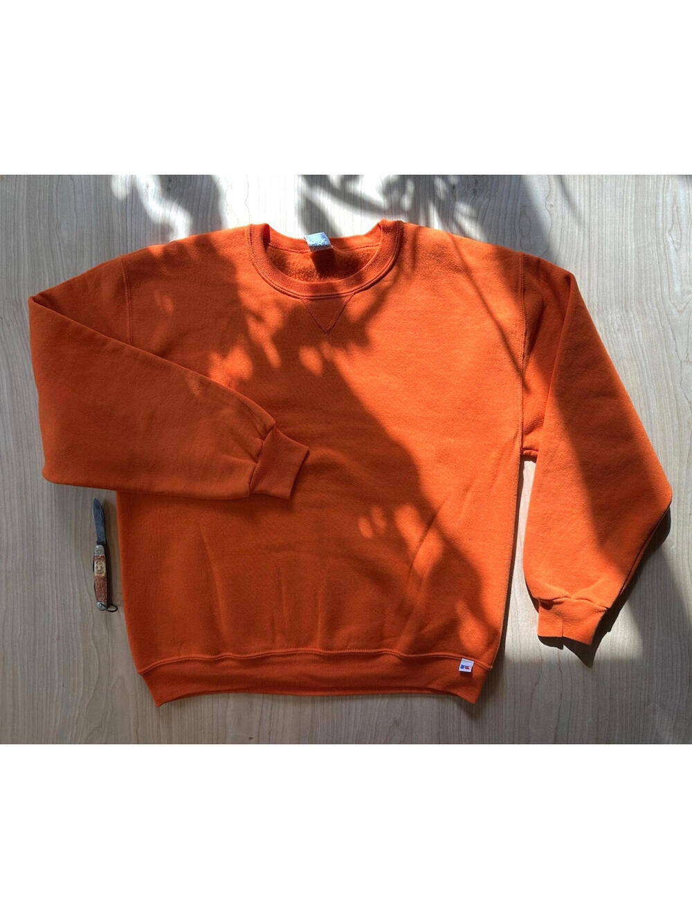 vintage 90's RUSSELL athletic ORANGE pullover sweatshirt size MEDIUM